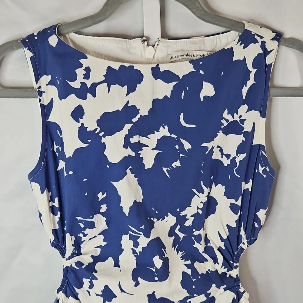 Abercrombie & Fitch Blue & White Cutout Midi Dress Size XXS - Picture 7 of 8